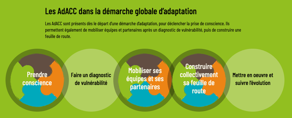 Schéma expliquant les AdACC dans la démarche globale d'adaptation